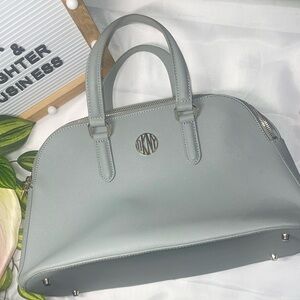 DKNY WOMEN Baby Blue DOUBLE ZIPPER CROSSBODY PURSE/BAG~BRYANT PARK SAFFIANO LTHR